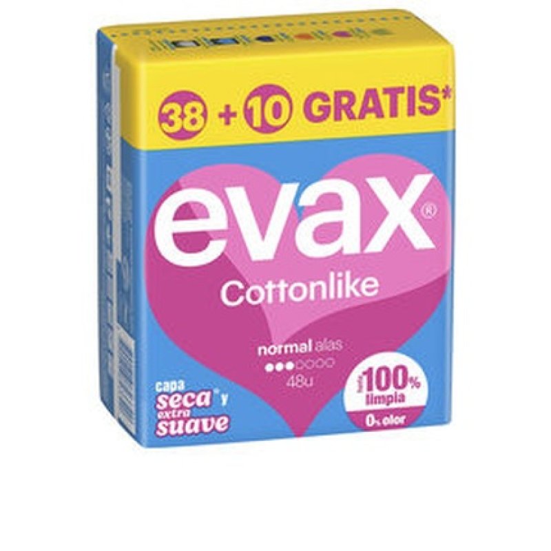 Evax Cottonlike Normal Pads With Wings 48 Units