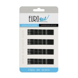 Eurostil Curly Clips Black Steel 70mm Pack Of 1