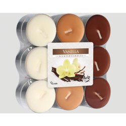 Bispol Aura Candles Vanilla Tealights 18pack Assorted Colors 4 Hours Burn Time
