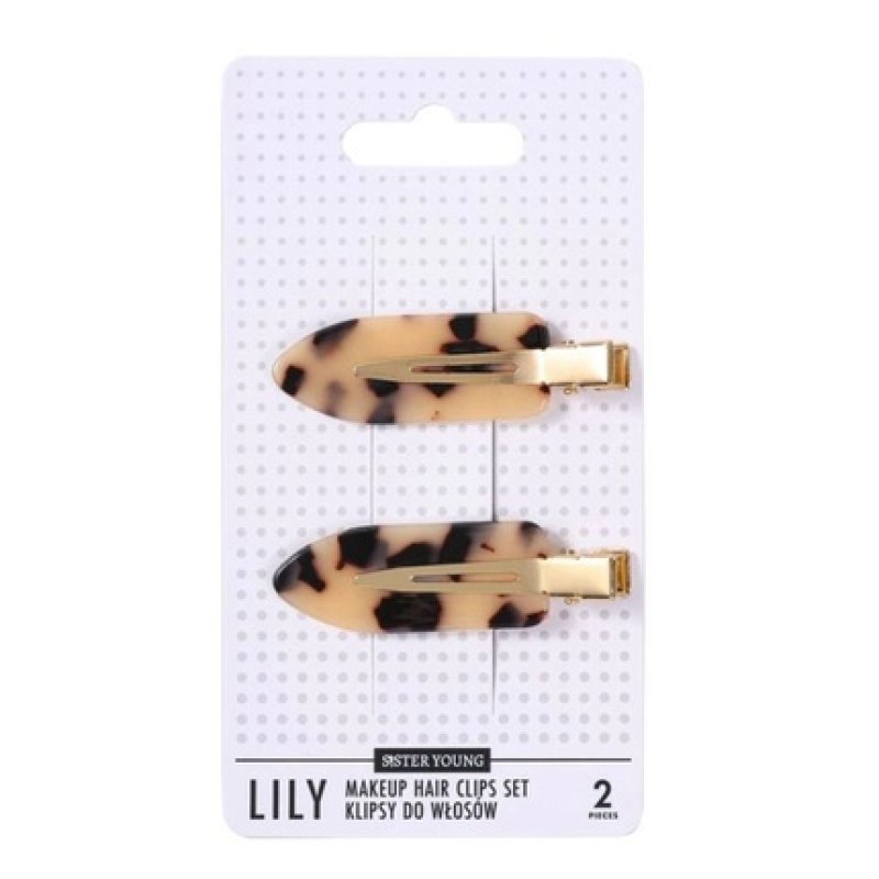 Sister Young Lily Makeup Hair Clips Set Light Leopard Print 2 Pieces