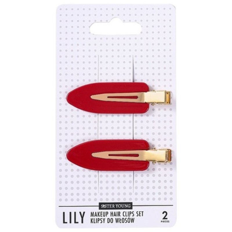 Sister Young Lily Makeup Hair Clips Set Red 2 Pieces