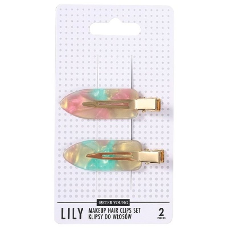 Sister Young Lily Makeup Hair Clips Set Pink And Green 2 Pieces