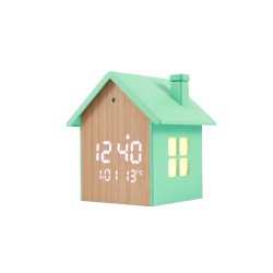 iTotal - Birdhouse Alarm Clock - Pastel Green - 11.5 x 9.8 x 11 cm