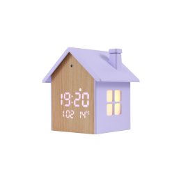 iTotal - Birdhouse Alarm Clock - Pastel Purple - 11.5 x 9.8 x 11 cm