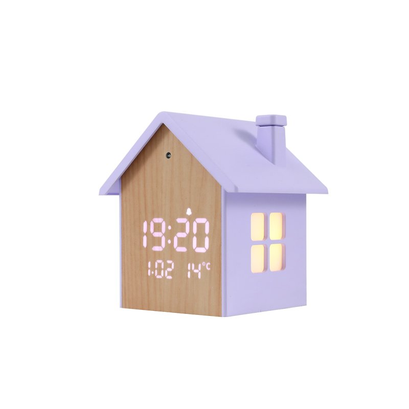 iTotal - Birdhouse Alarm Clock - Pastel Purple - 11.5 x 9.8 x 11 cm