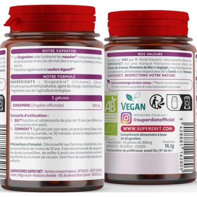 Superdiet Organic Ginger for Nausea, Pregnancy, Digestion, and Energizing