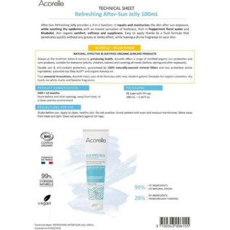 Organic After-Sun Jelly with Peppermint by Acorelle