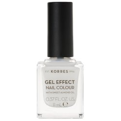 KORRES Sweet Almond Nail Colour 02 Porcelain White Vegan Nail Polish with Gel Effect 11ml