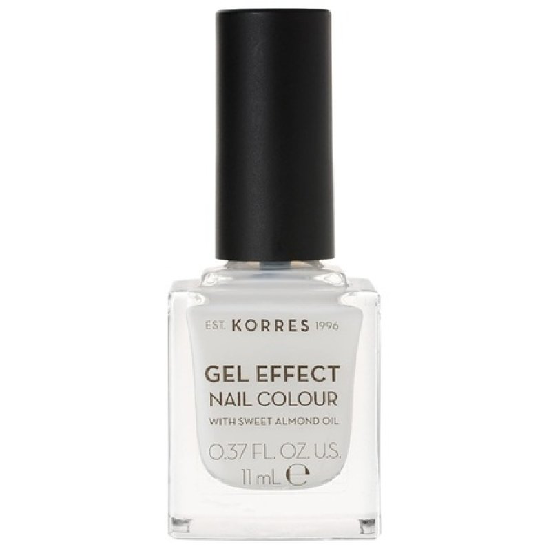 KORRES Sweet Almond Nail Colour 02 Porcelain White Vegan Nail Polish with Gel Effect 11ml