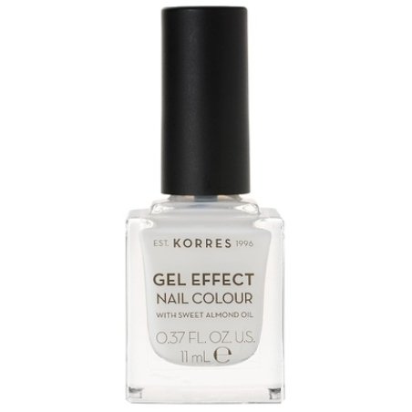 KORRES Sweet Almond Nail Colour 02 Porcelain White Vegan Nail Polish with Gel Effect 11ml