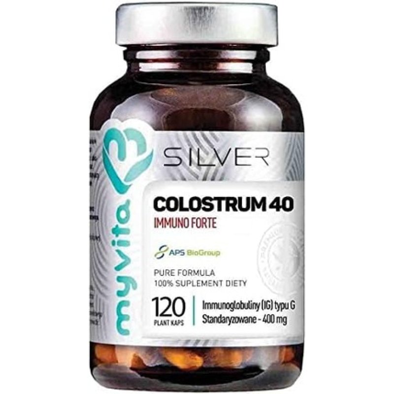 Colostrum 40 Immuno Forte IG Type G Standardized 400mg 120 Capsules MyVita Silver Pure