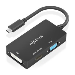 CONVERSOR AISENS USB-C A DVI/H HDMI/H VGA/H NEGRO 15CM