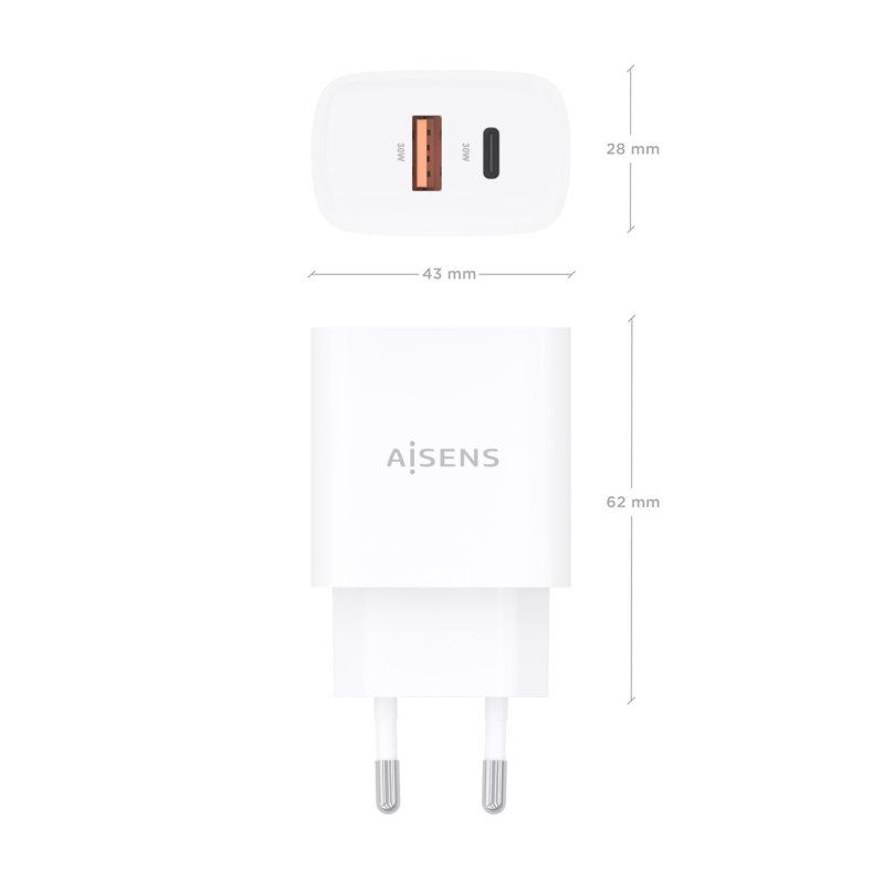 AISENS A110-0952 mobile device charger Universal White AC Fast charging Indoor