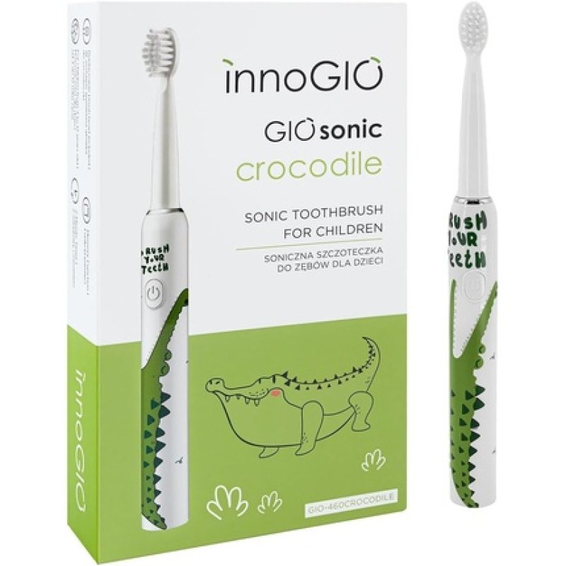 innoGIO GIOsonic Crocodile Children's Electric Toothbrush Insulated USB Rechargeable Silicone Handle 3 Modes Timer 2