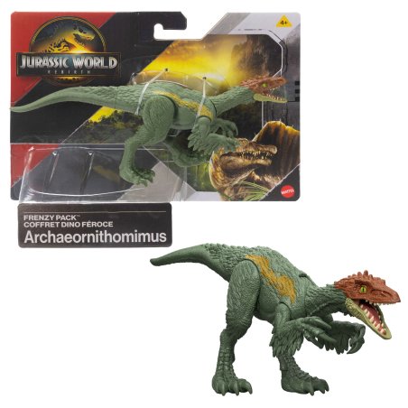 Jurassic World Rebirth Frenzy Pack Archaeornithomimus Dinosaur Figure, Authentic Toy, Digital Play