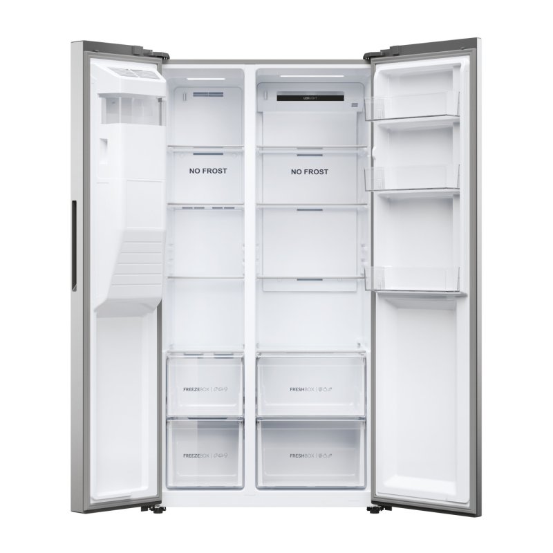 Haier SBS 90 Serie 5 HSR5918DIMP Free-standing double-sided fridge-freezer combination 511 l D Platinum stainless steel