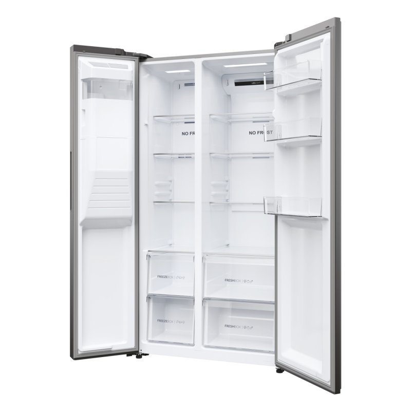 Haier SBS 90 Serie 5 HSR5918DIMP Free-standing double-sided fridge-freezer combination 511 l D Platinum stainless steel