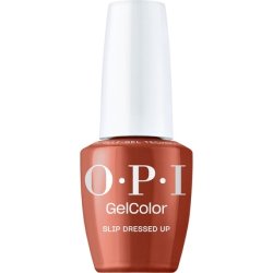 OPI GelColor Slip Dressed Up Opaque Dark Red Brown Creme UV Cure Gel Nail