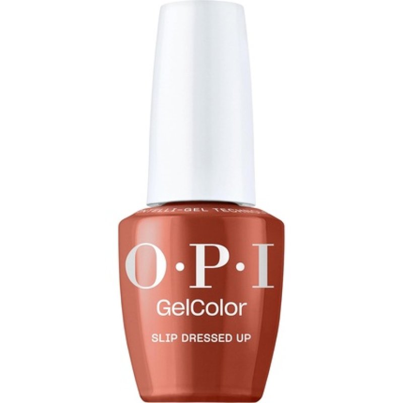 OPI GelColor Slip Dressed Up Opaque Dark Red Brown Creme UV Cure Gel Nail