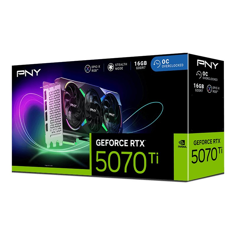 PNY GeForce RTX 5070Ti 16GB ARGB Overclocked Triple Fan