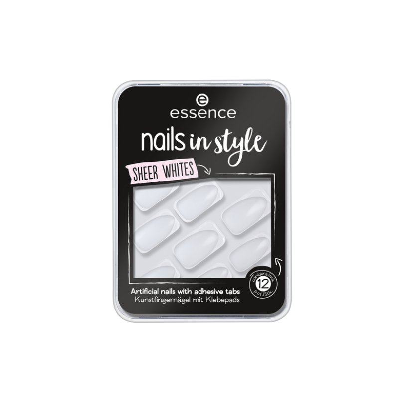 Essence nails in style Ongles des mains Transparent, Blanc Motif 12 pièce(s) Blister