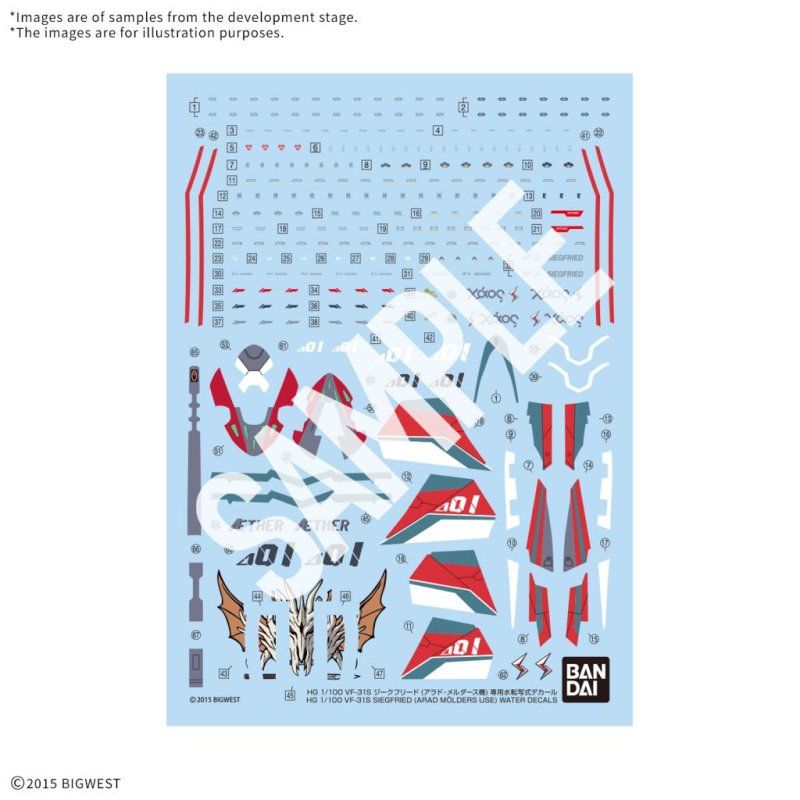 MACROSS - HG 1/100 VF-31S Siegfried Water Decals - Model Kit