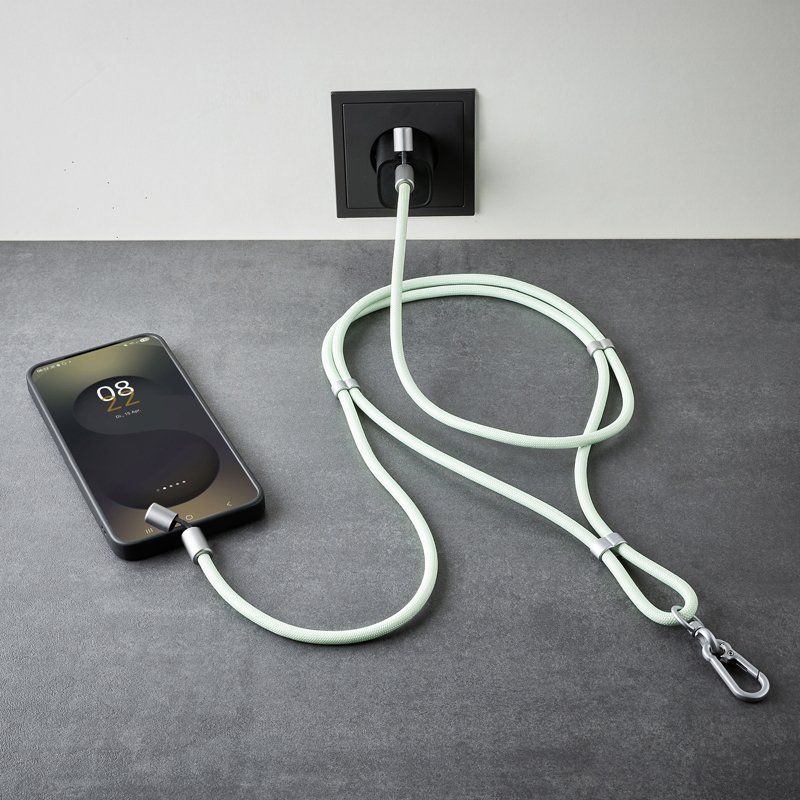 Intenso Lanière de Charge USB-C – Collier Câble pour Smartphone, Charge Rapide 60W, Longueur Réglable, 1,65 m