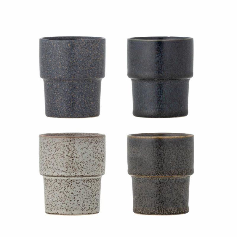 Bloomingville Ewan Tasse Noir, Bleu, Marron, Gris Universel 4 pièce(s)