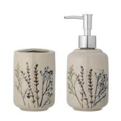 Bloomingville - Bea Soap Dispenser Set - Nature - Stoneware