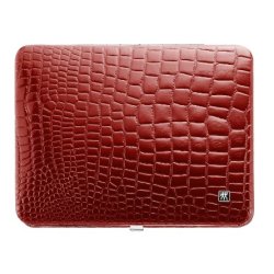 ZWILLING Manicure Pedicure Nail Care Set Cowhide Leather Crocodile Edition 10 Pieces Red