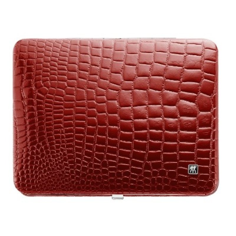 ZWILLING Manicure Pedicure Nail Care Set Cowhide Leather Crocodile Edition 10 Pieces Red