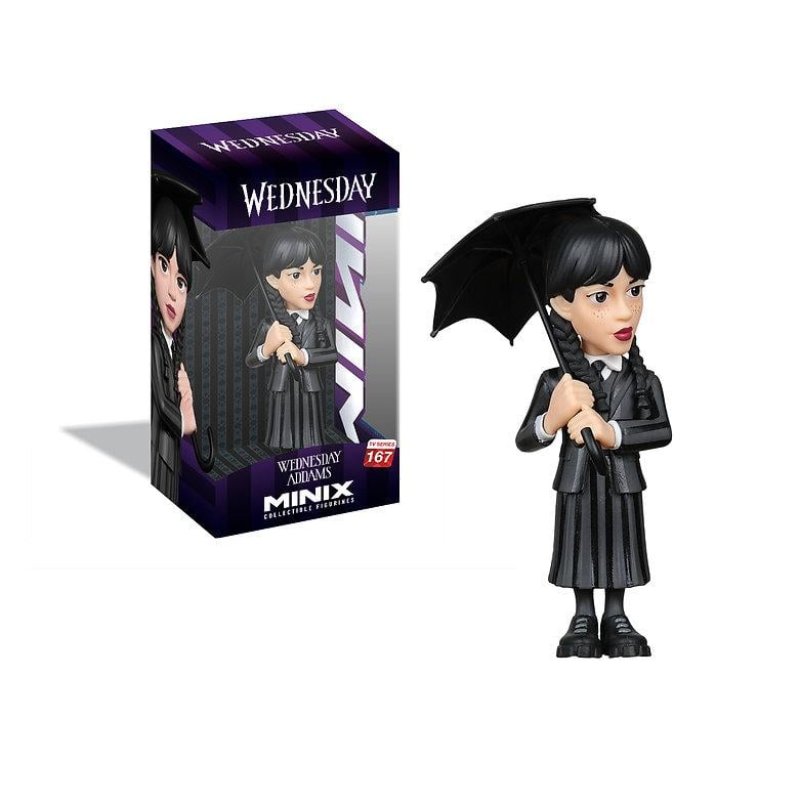 Minix - TV Series 167 - Mercredi - Figurine de Mercredi Addams avec son parapluie 12cm