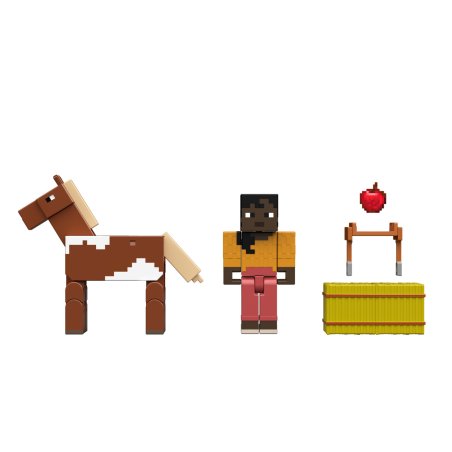 Minecraft Action Figures & Accessories 2-Pack, Horse Jockey & Makena 3.25-inch Scale Toy Set