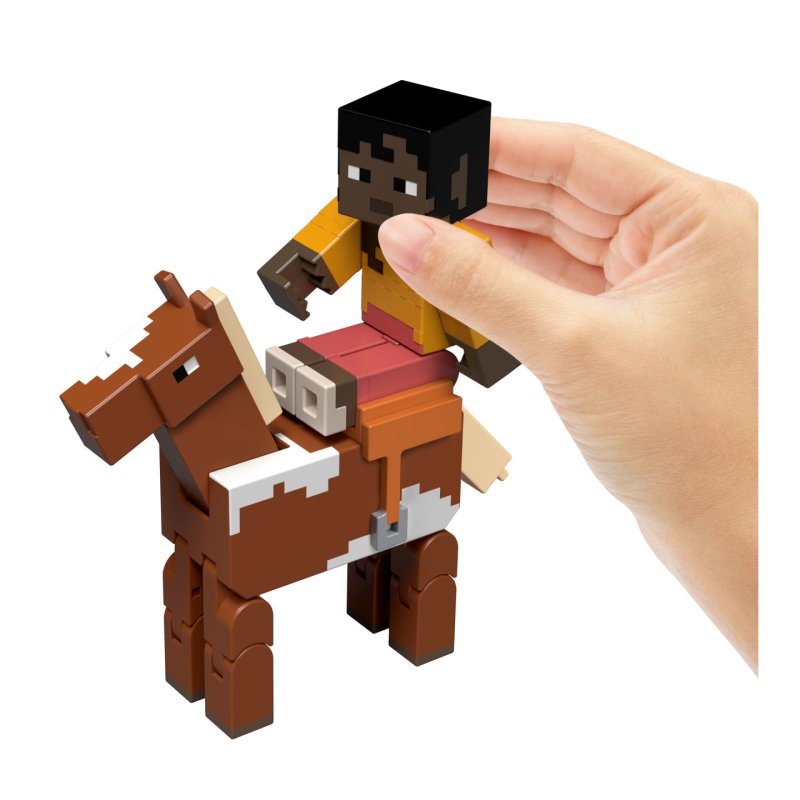 Minecraft Action Figures & Accessories 2-Pack, Horse Jockey & Makena 3.25-inch Scale Toy Set