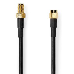 Nedis Antennenkabel | SMA-Stecker | SMA-Buchse | 5.00 m Vergoldet | 50 Ohm | Doppelt geschirmt | Rund | PVC | Schwarz |