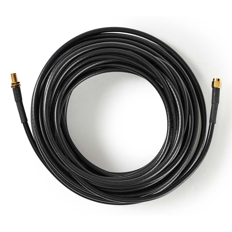 Nedis Antennenkabel | SMA-Stecker | SMA-Buchse | 5.00 m Vergoldet | 50 Ohm | Doppelt geschirmt | Rund | PVC | Schwarz |
