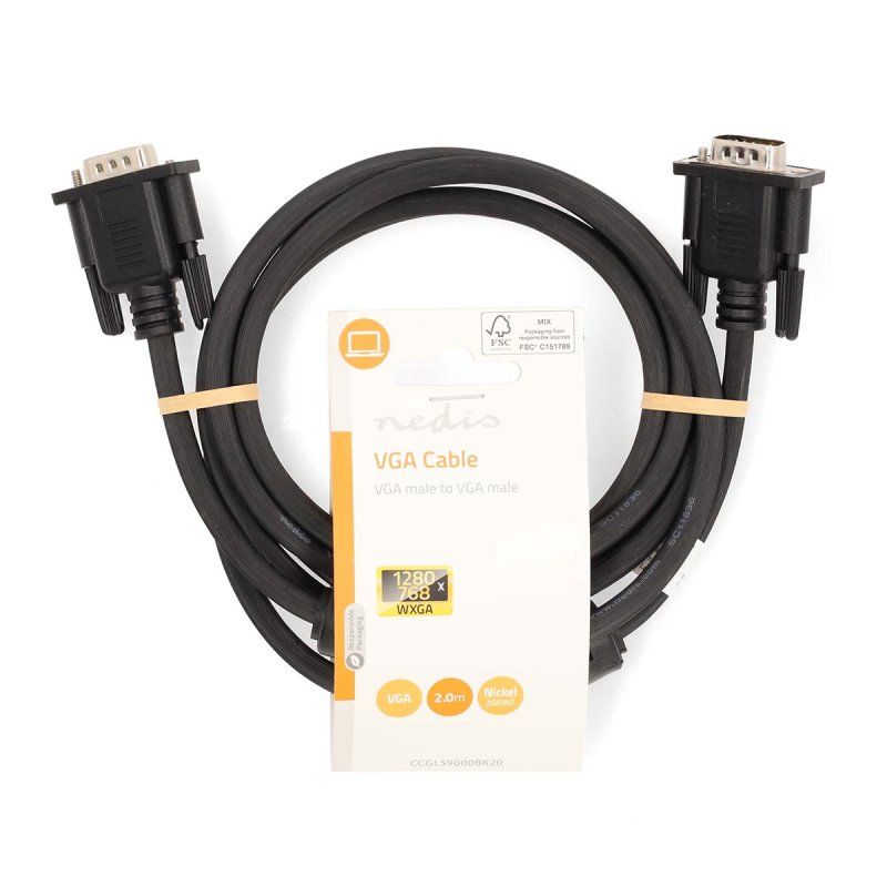 Nedis CCGL59000BK20 câble VGA 2 m VGA (D-Sub) Noir
