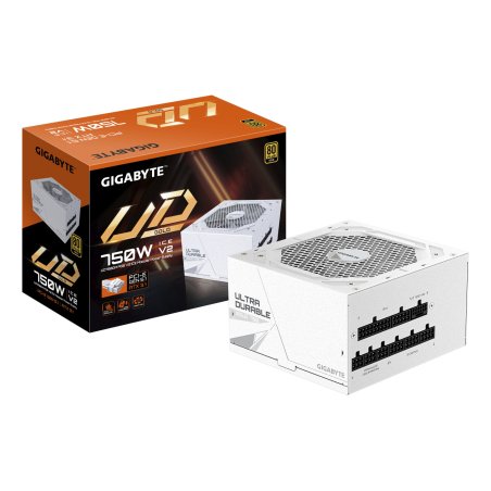 GIGABYTE UD750GM PG5 V2 ICE Bloc d’Alimentation – PCIe Gen 5.1, 80 PLUS Gold, Conception entièrement modulaire,