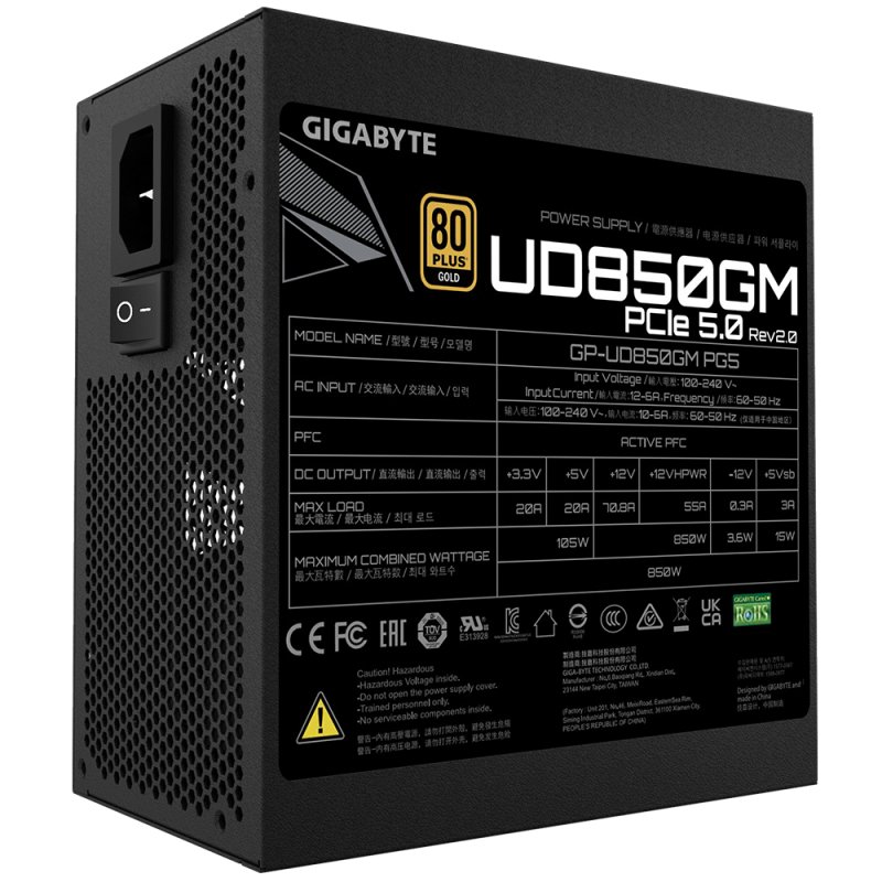 FUENTE ALIMENTACION GIGABYTE GP-UD850GM PG5 V2 850W 80 GOLD