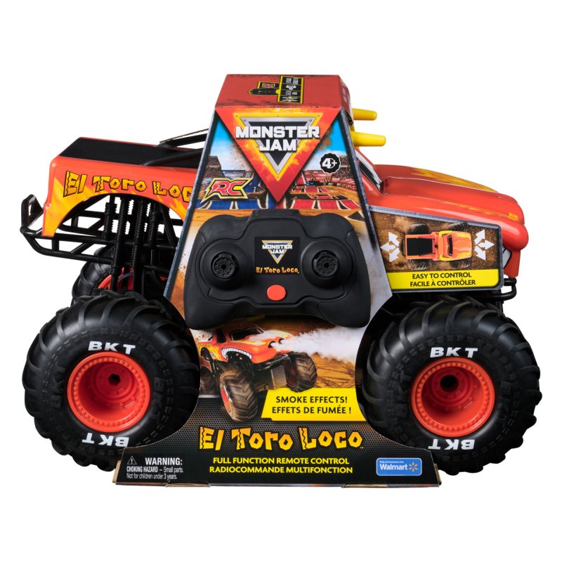Monster Jam , Monster truck El Toro Loco RC avec brumisateur à effets de fumée, échelle 1:15, jouets pour garçons