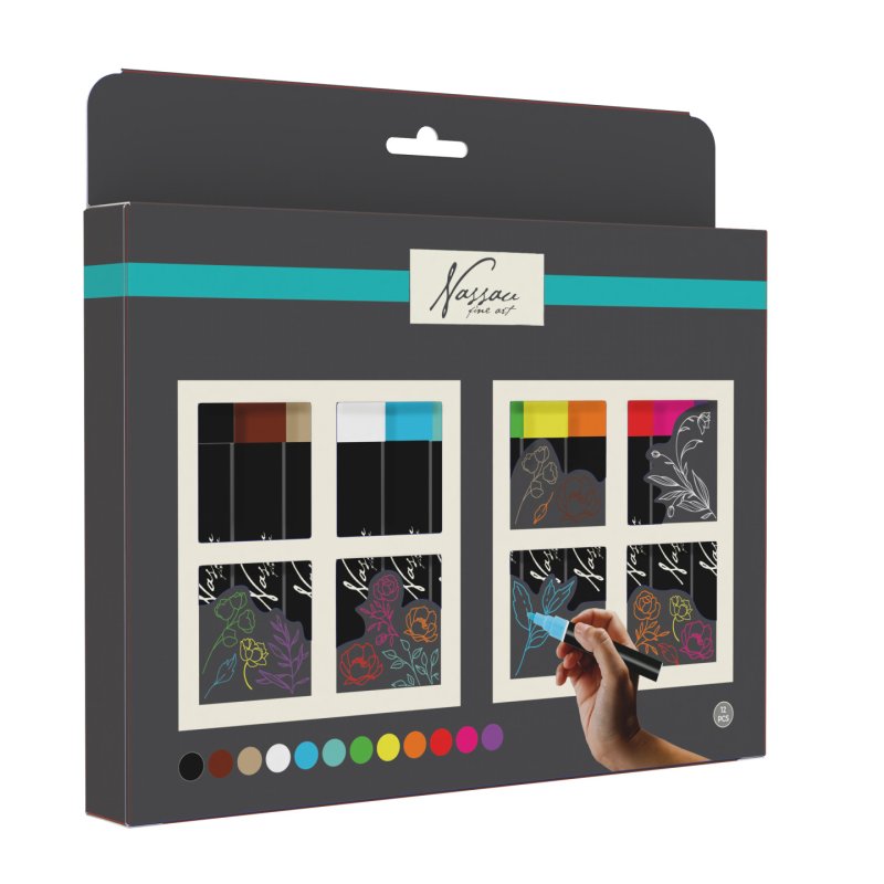 Nassau - Window/chalk Markerset, 23x17x2.5cm, 12 Pcs (AR0166/GE)