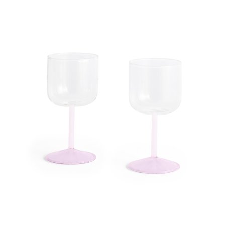 HAY - Tint Wine Glass H15 - Set of 2 (Clear & Pink)