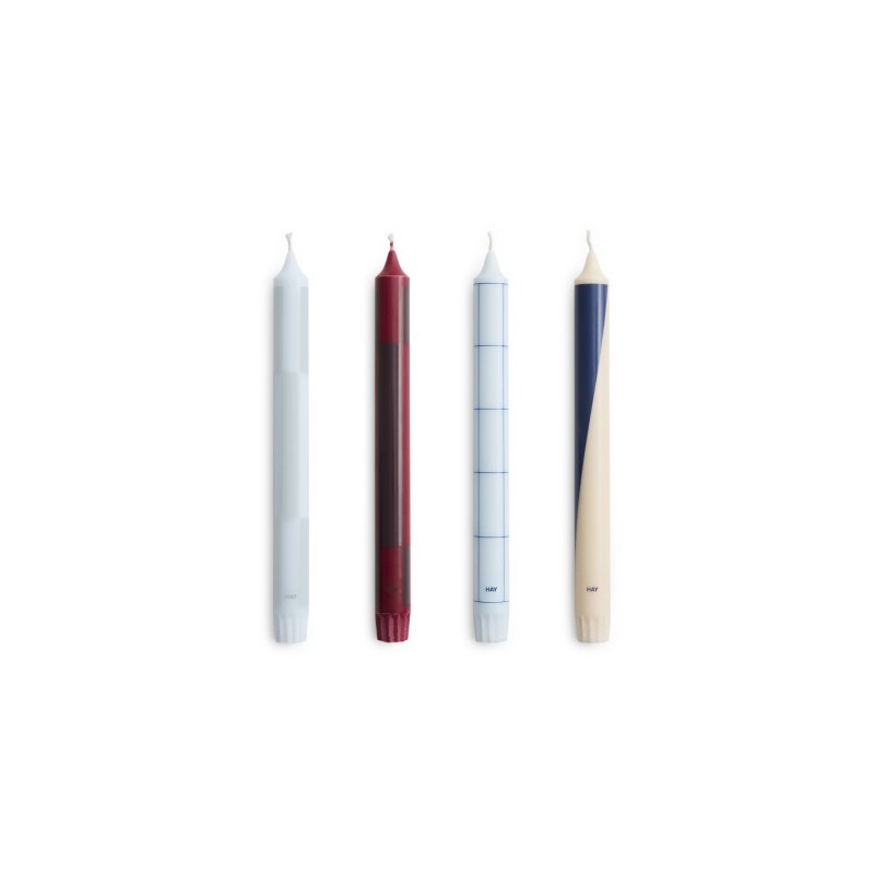 HAY - Pattern Candle H24 - Set of 4 (Blue & Bordeaux)