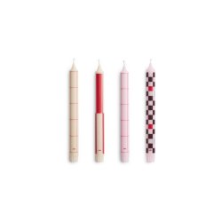 HAY - Pattern Candle H24 - Set of 4 (Red & Bordeaux)