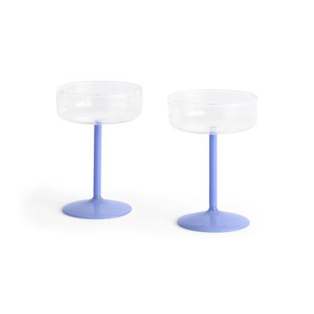 HAY - Tint Coupe Glass H12.5 cm - Set of 2 (Clear & Blue)