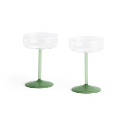 HAY - Tint Coupe Glass H12.5 cm - Set of 2 (Clear & Green)