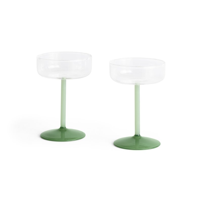 HAY - Tint Coupe Glass H12.5 cm - Set of 2 (Clear & Green)