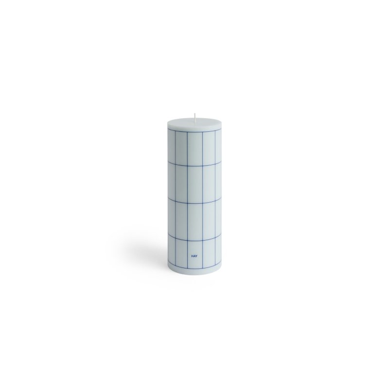 HAY - Column Candle Large H25 (Light Blue & Blue Grid Check)