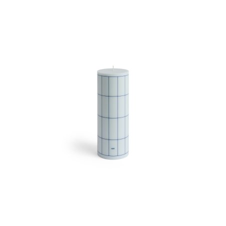HAY - Column Candle Large H25 (Light Blue & Blue Grid Check)
