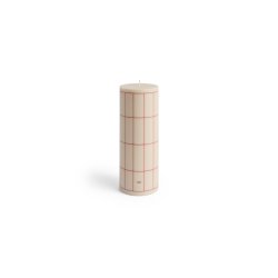 HAY - Column Candle Large H25 (White & Red Grid Check)